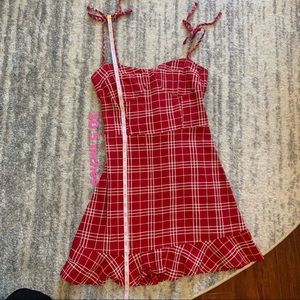 100% cotton red mini dress